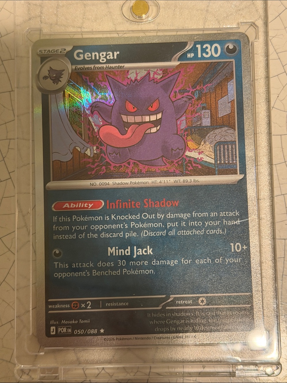 Pokemon Gengar Holographic Card – brand new in protective case.
